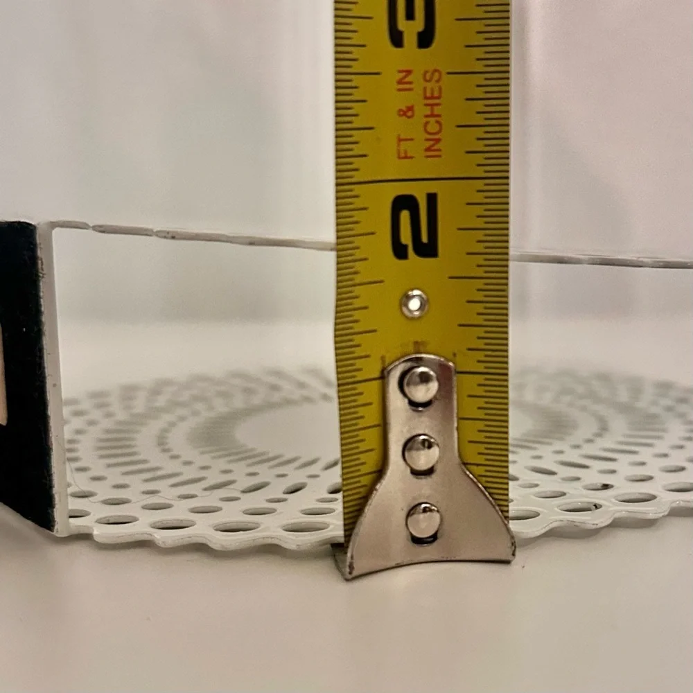 Crate & Barrel “Gram” Metal Enamel White Napkin Holder Doilies Cut Pattern Round
